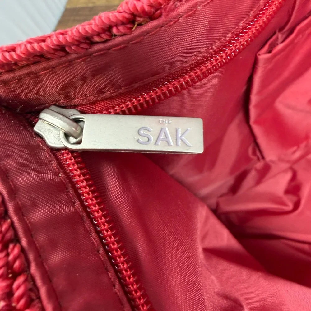 The Sak Cherry Red Crochet Fabiana Shoulder Bag Y2K Aesthetic